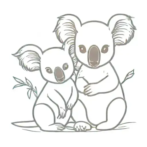 Baby Koala And Baby Kangaroo Cuddling Together