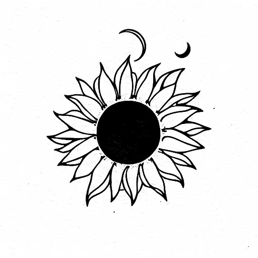 Sunflower And Cat And Moon
