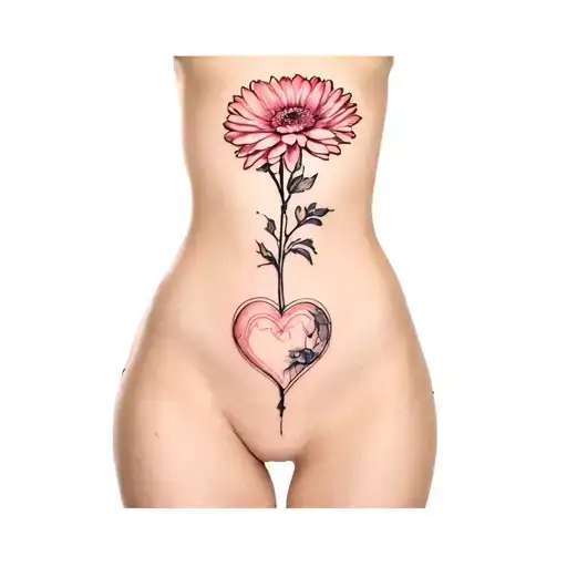 Little Sexy Smoked Chrysanthemian On Hip With Heart