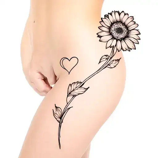 Small Sexy Smoked Chrysanthemum On The Hip With Small Heart Small