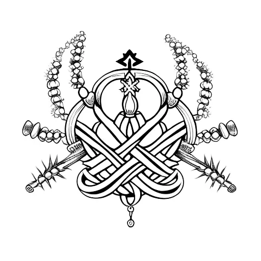 Crown Of Thorns With Rosary Wrapped Around It