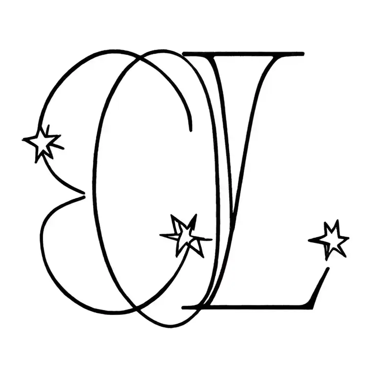 Initials C & L Entwined With Stars