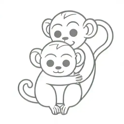 Cute Monkey And Bunny Hugging
