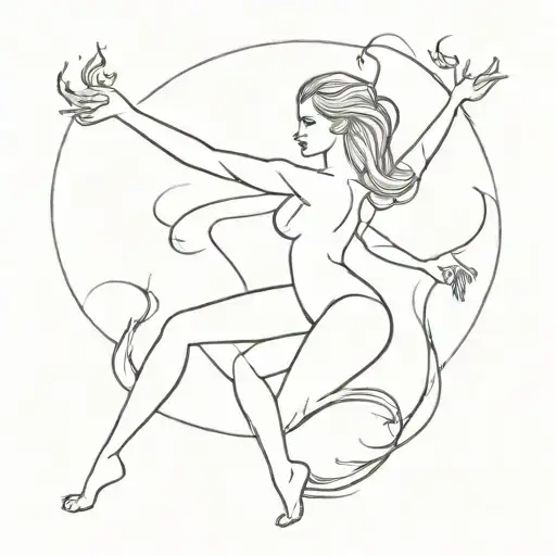 Fire Dancing Women Full Body