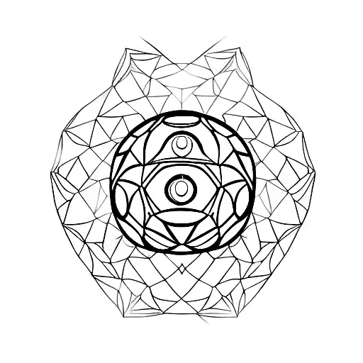 A Minimalist Tattoo Of Madara's Mangekyou Sharingan Surrounded By Soccer Balls