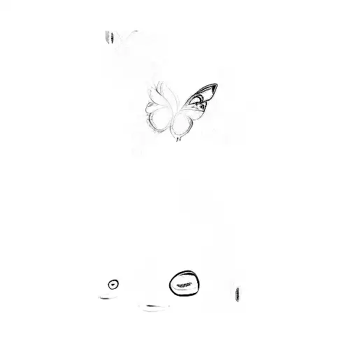 A Black And White Drawing Of 3 Butterflies