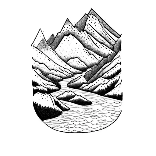 Mountain With A River In A Pyrenean Valley