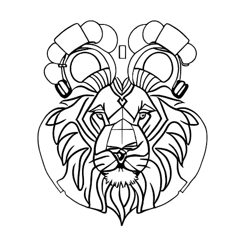 Lion With Headphones