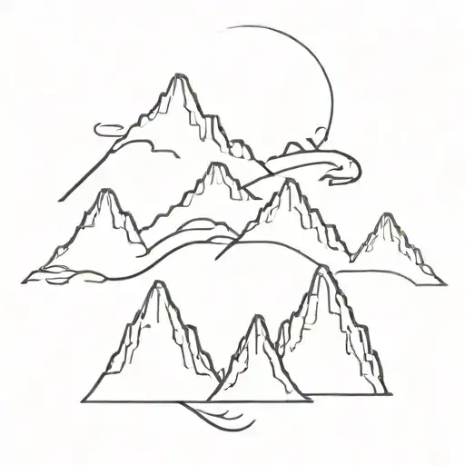 Mountains With 4 Little Dragons Flying Above Them