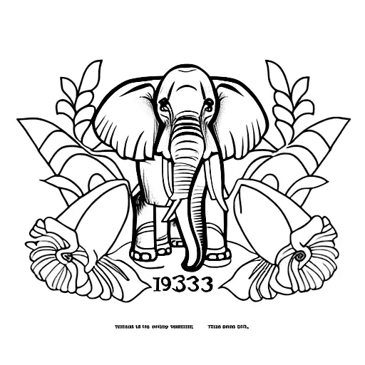 Elephant With The Dates 1934-2023 And 1936-2003 In It