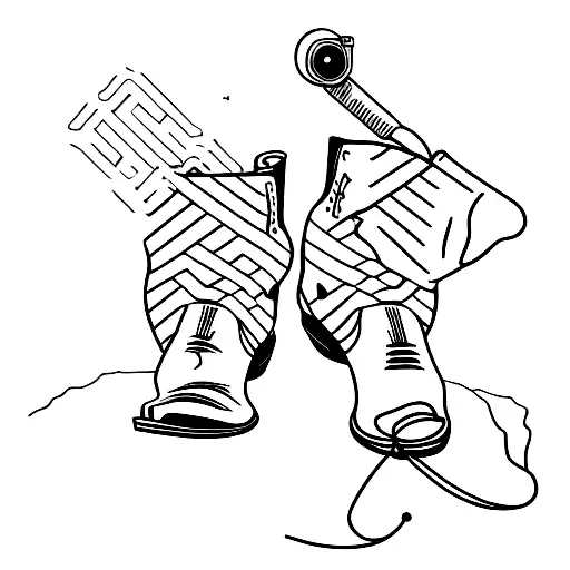 Cowboy Boot With A Camera Next To It And A Shot Glass One