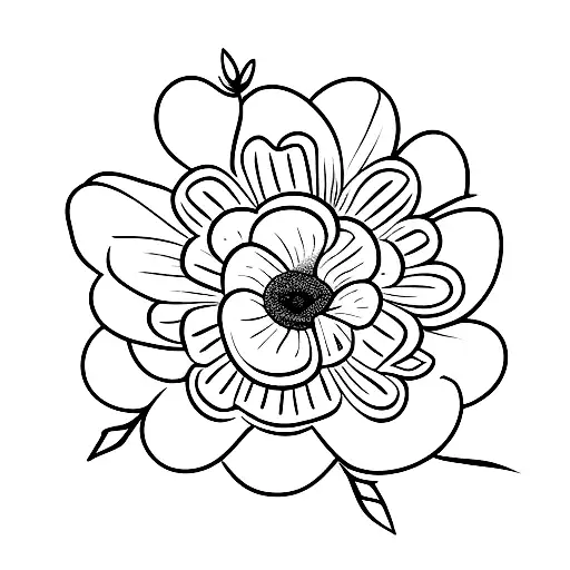 Small Flower Tattoo With Poppy And Daisy With A Butterfly