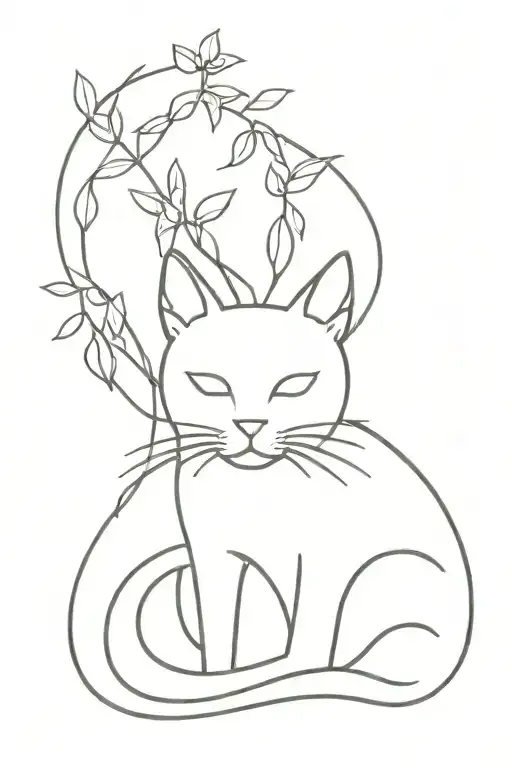 Cat Plant Intertwined