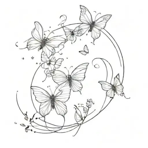 Moon Butterflies Sparkle Flowers Intertwined