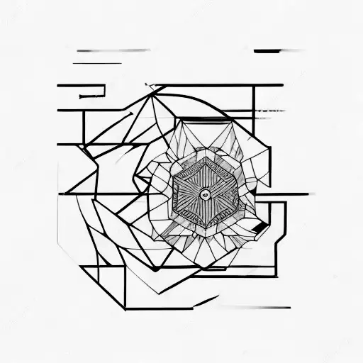 A Minimalist Tattoo Of A Geometric Art Palette With Roman Numerals