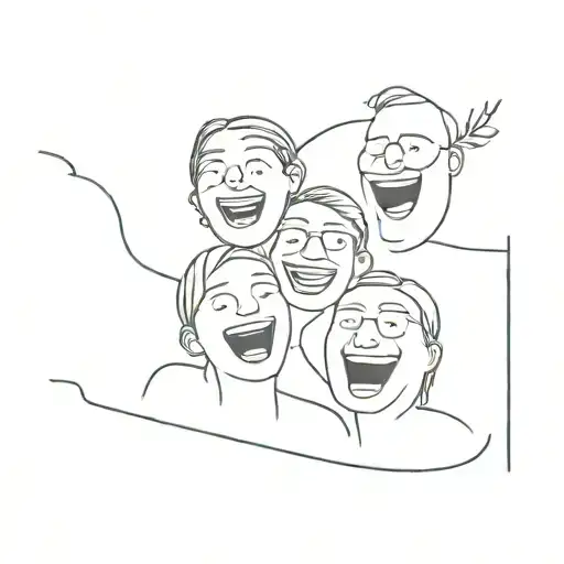 A Minimalist Tattoo Of A Teacher And Friends Laughing Together