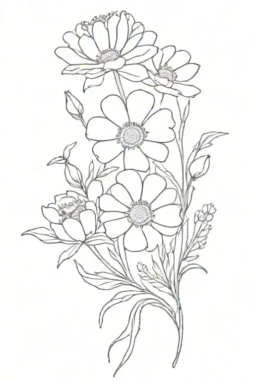 Daisy Flower With Marigolds Larkspur Aster Bouquet