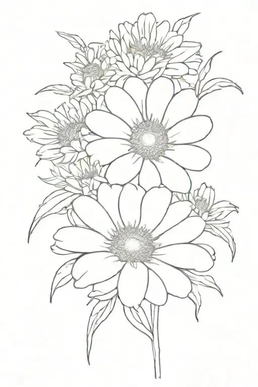 Daisy Larkspur Aster And Marigolds In A Bouquet