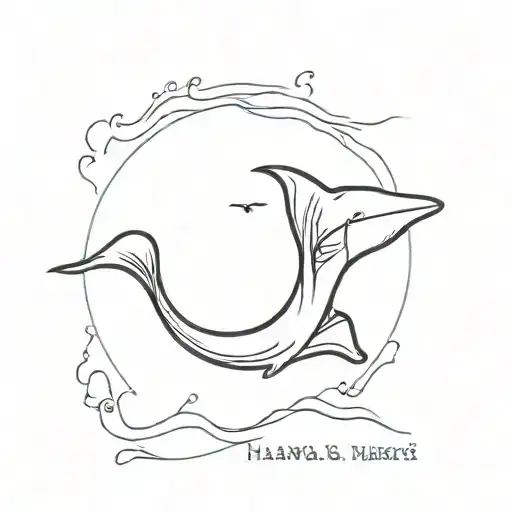 Hawaii Stamp With Manta Ray Swimming Gracefully