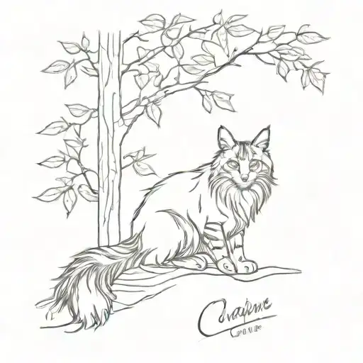 Maine Coon Under Tree