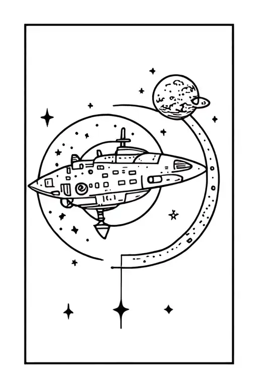 Space Ship Traveling To Moon