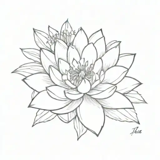 Water Lily And Larkspur