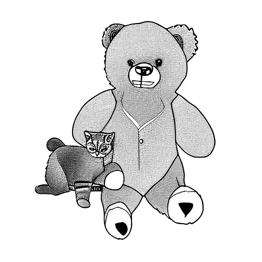 A Teddy Bear And A Cat