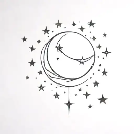 Moon Surrounded By Stars