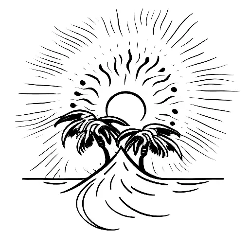 Palm Tree With A Wave