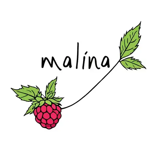 Line With The Word Malina Integrated And A Raspberry