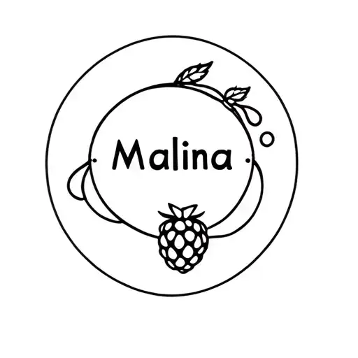 A Circle With The Word Malina Integrated And A Raspberry Next To It