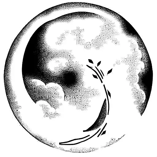 Moon And Sea And Cherry Blossom