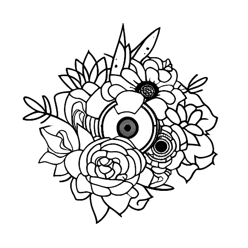 A Dj Mixing Music On A Vinyl Record Surrounded By Vibrant Flowers