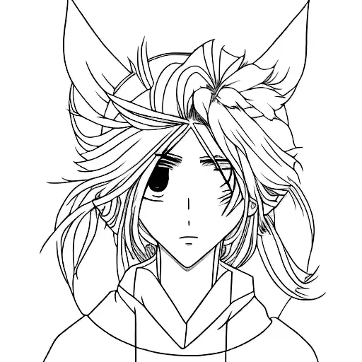 A Minimalist Tattoo Of A Beautiful Anime Painter Surrounded By A Forest