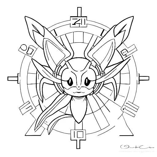 Create A Minimalist Pokemon Celebi Tattoo With A Clock And Plants