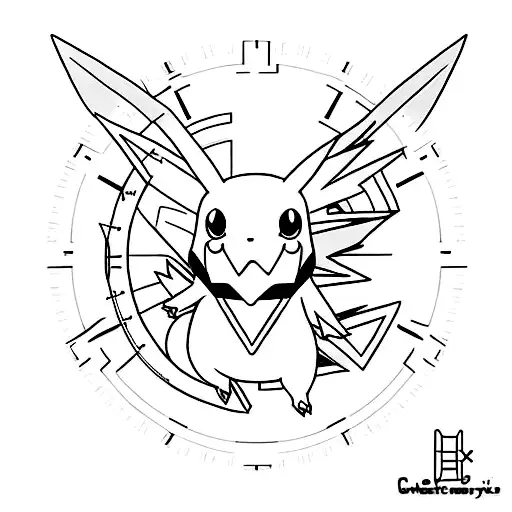 Create A Minimalist Pokemon Tattoo With A Clock And Plants
