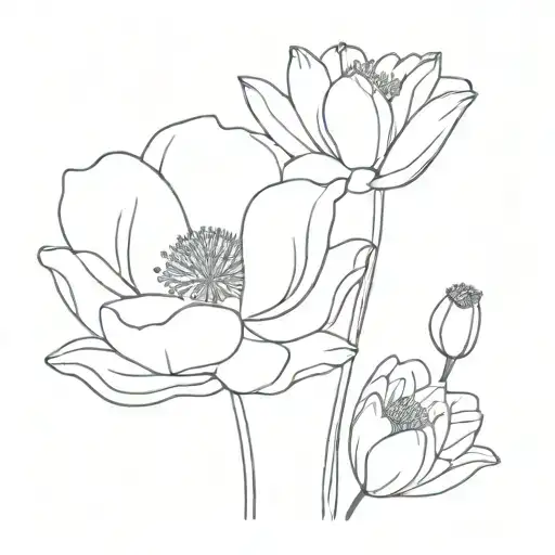 Poppy Flower And Water Lily Flower