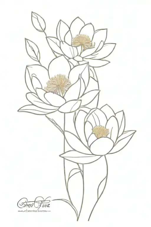 Water Lily And Poppy Flowers Intertwined