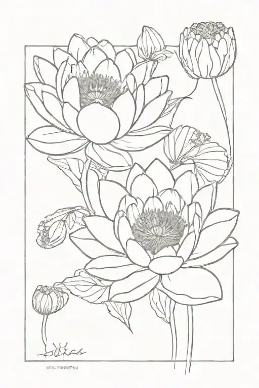 Water Lily And Poppy Flowers