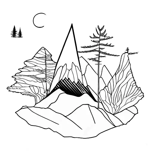 Mountain Landscape With A Hidden Blue Jay