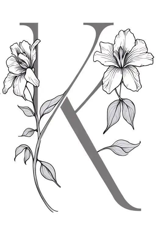 Mother Daughter Tattoo With Initial K And Iris Flower