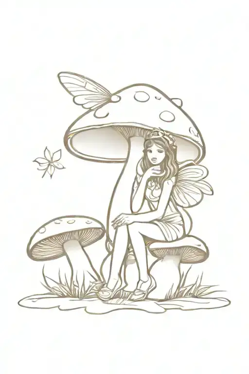Fairy Lying On A Mushroom