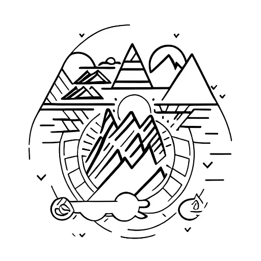 A Minimalist Tattoo Of A Hiker Conquering A Mountain Peak