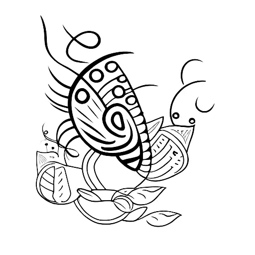 A Minimalist Tattoo Of A Coffee Bean Morphing Into A Moth