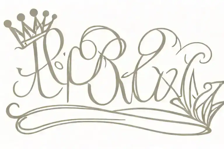 Rr In Cursive Writing With Crown