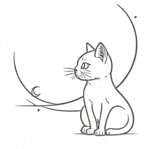 Kitten And Moon