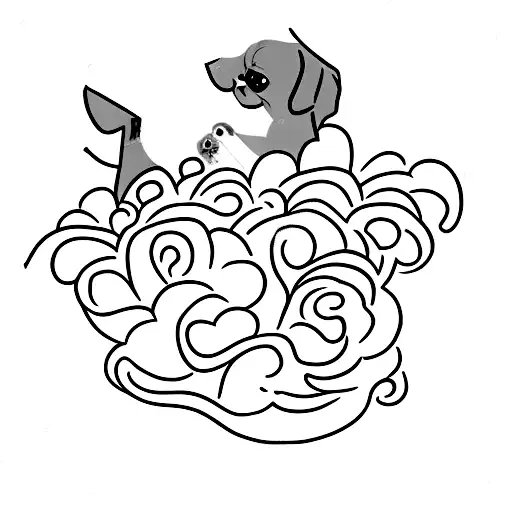 A Small Dog Lying On A Bed Of Flowers With A Book Beside It