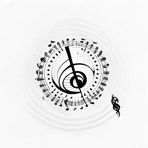 A Minimalist Tattoo Of A Music Sheet With A Straight Edge Symbol As A Watermark