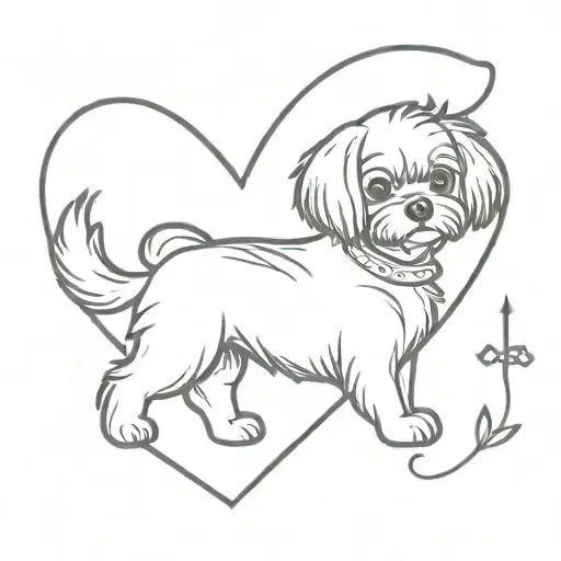 Cute Little Maltese Dog In Heart Shaped