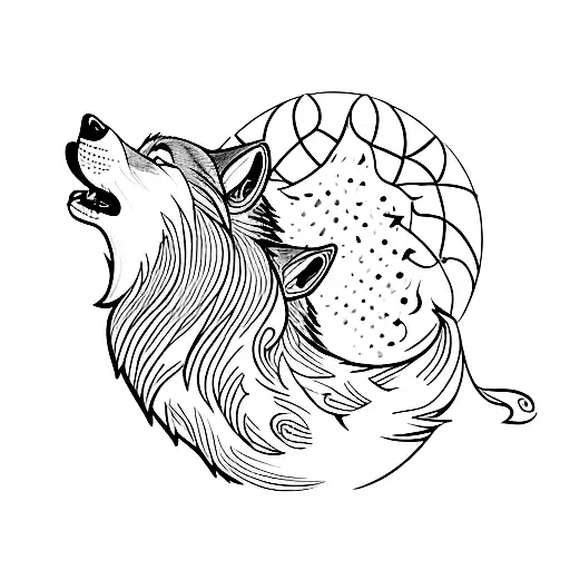 A Wolf Howling At The Moon With Musical Notes Surrounding It